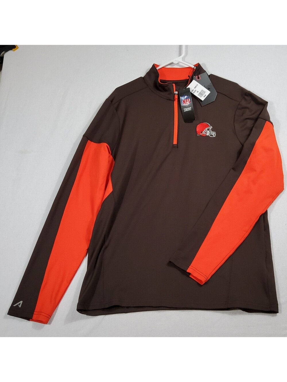 Antigua NFL Cleveland Browns 1/4 Zip Pullover Brown Orange Mens Size Medium